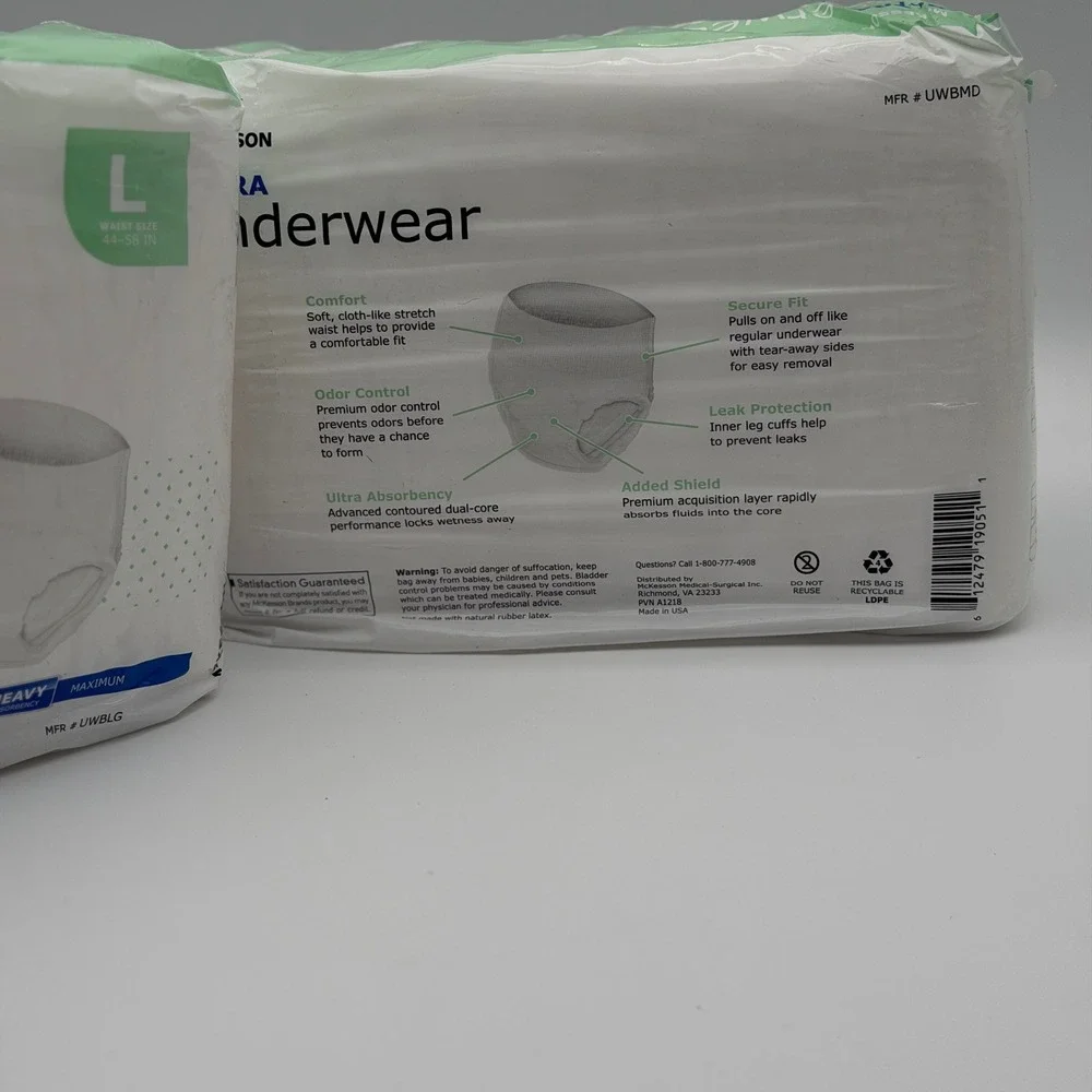 McKesson Ultra Underwear Heavy Absorbency Large 44-58 in 18‎ Count UWBLG Unisex